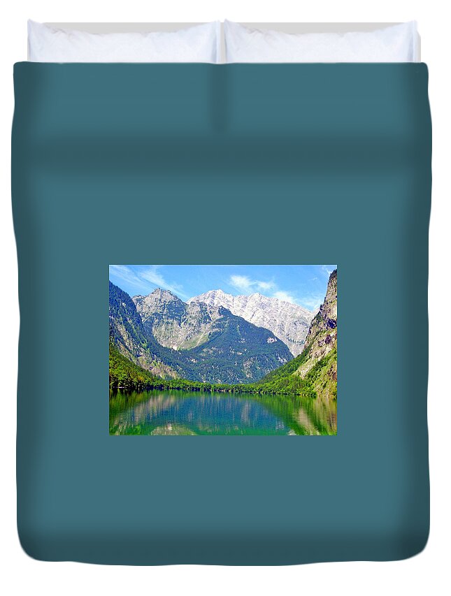 Scenics Duvet Cover featuring the photograph Obersee In Bavaria, Germany by Created By Tobi2008