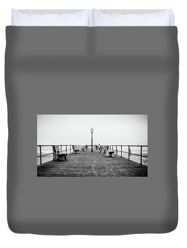 Beach Duvet Cover featuring the photograph Ocean Grove Pier 1 by Steve Stanger
