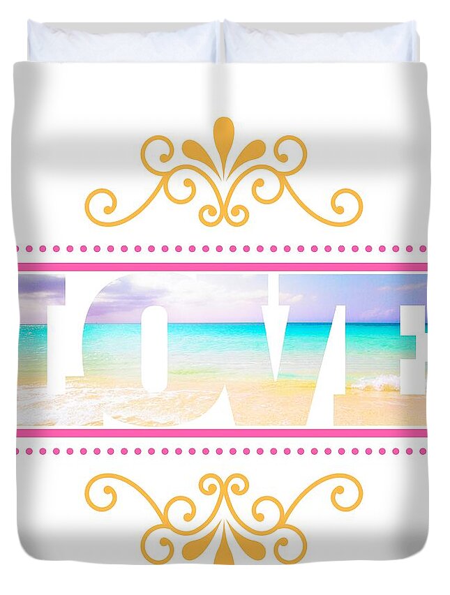 Love Duvet Cover featuring the digital art Ocean Love Adorned by Becqi Sherman