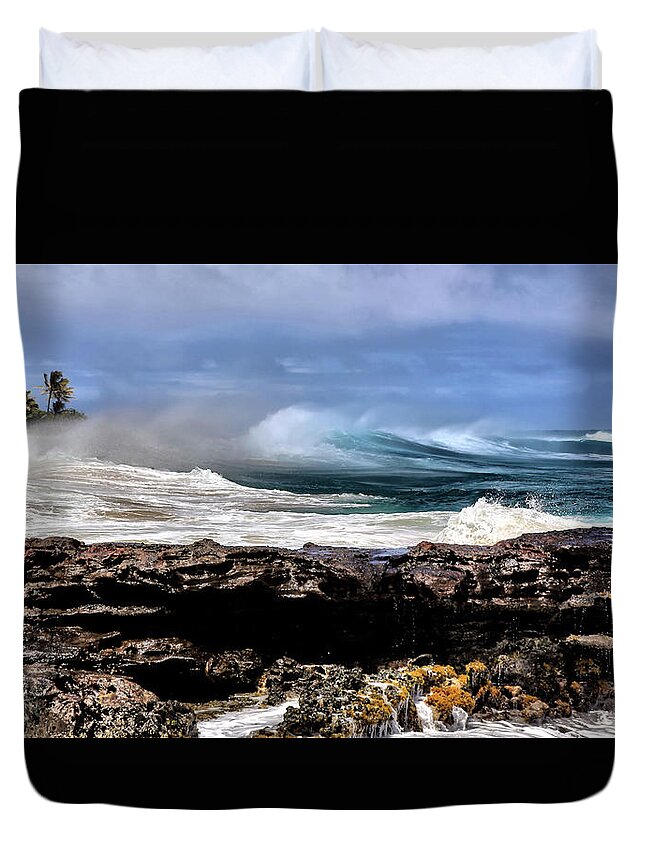 Waves Duvet Cover featuring the photograph Ocean Spray by Donald J Gray