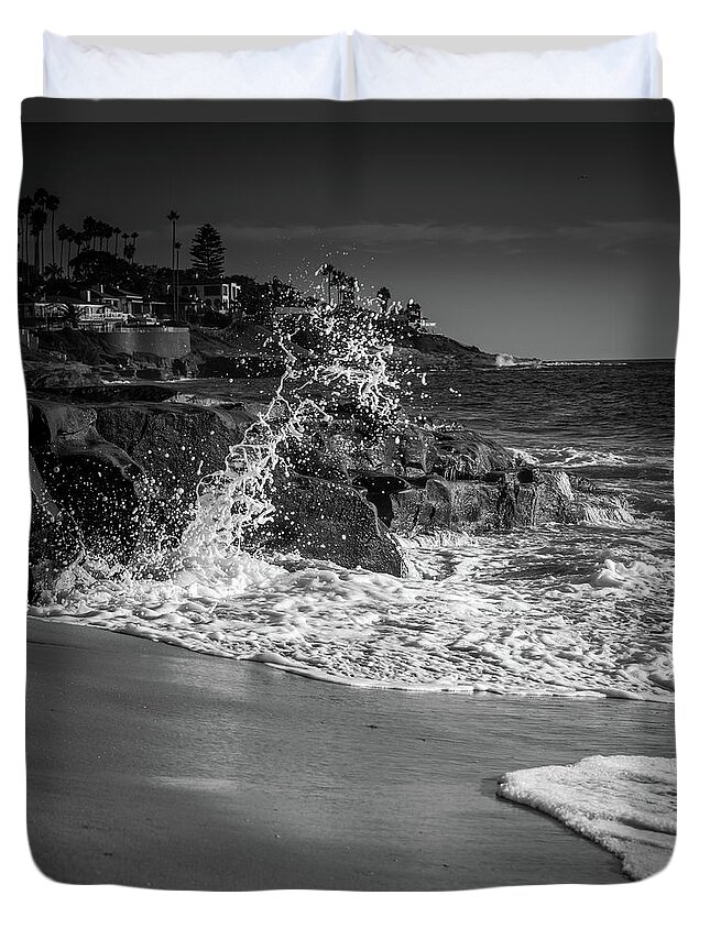 Beach Duvet Cover featuring the photograph Ocean Sprays Two by Aaron Burrows