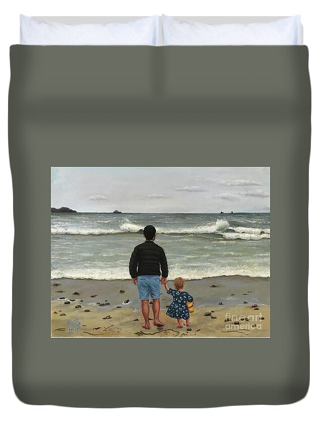 Ocean Duvet Cover featuring the painting Ocean view by Ella Boughton