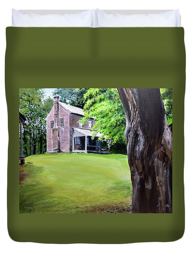 Landscape Duvet Cover featuring the painting Oconee Station by William Brody