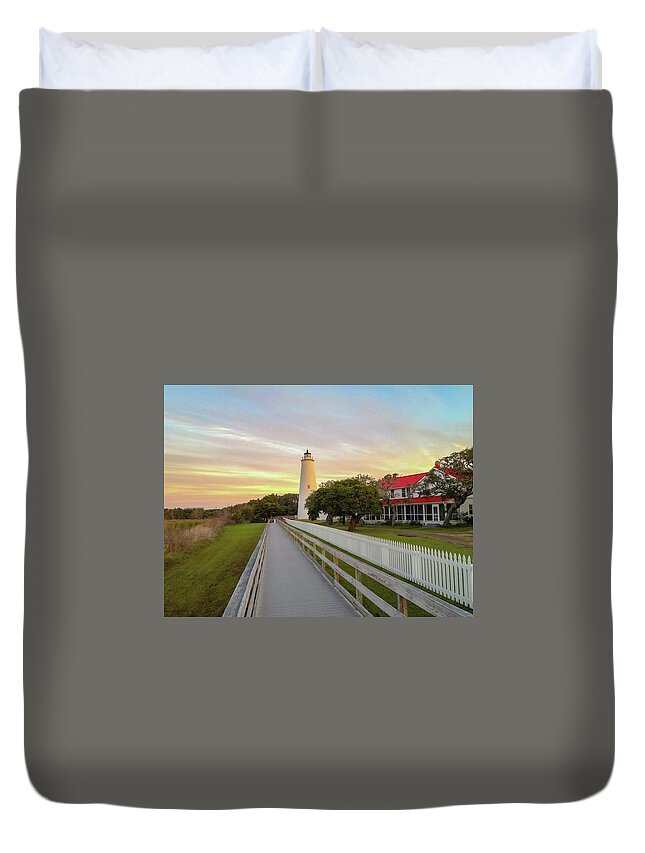 Ocracoke Island Duvet Cover featuring the photograph Ocracoke Lighthouse 2012-10 06 by Jim Dollar