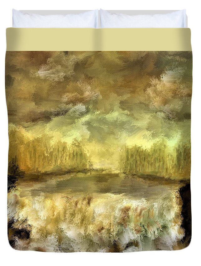 Waterfall Duvet Cover featuring the painting October at the Falls by Diane Chandler