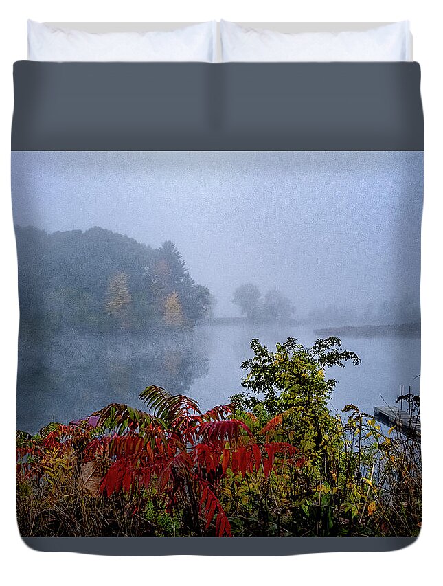 Hayward Garden Putney Vermont Duvet Cover featuring the photograph October Fog II by Tom Singleton