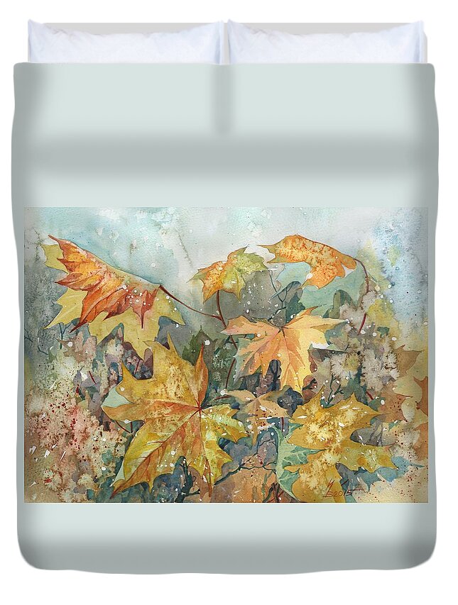 Russian Artists New Wave Duvet Cover featuring the painting October Wind by Ina Petrashkevich