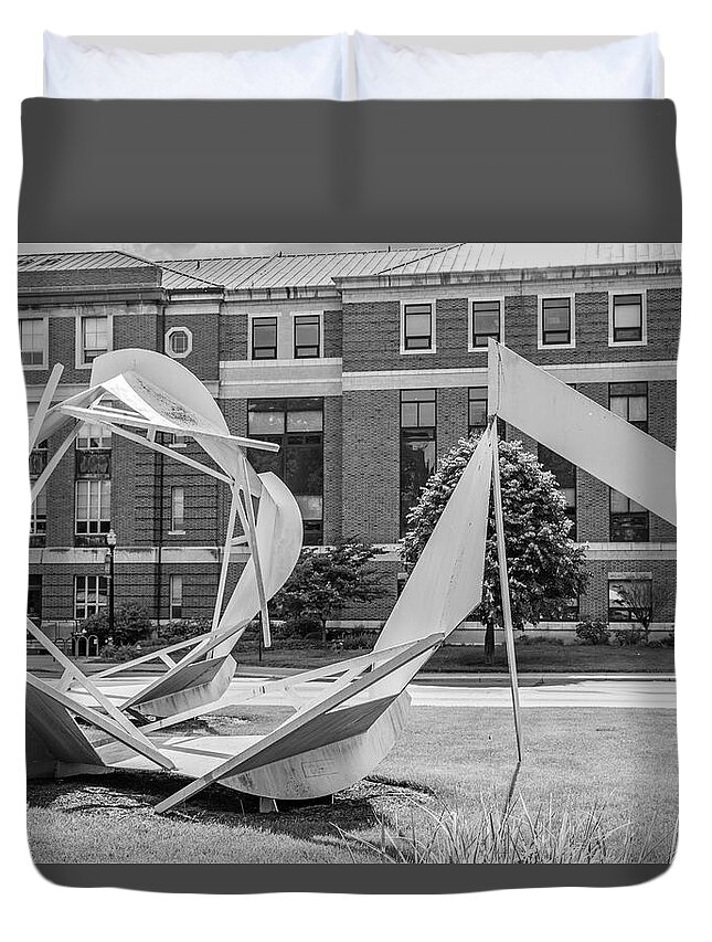 Big Ten Duvet Cover featuring the photograph Ohio State University Black and White 2 by John McGraw