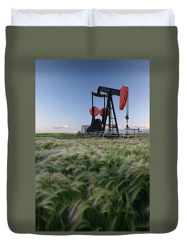Scenics Duvet Cover featuring the photograph Oil Well by Imaginegolf
