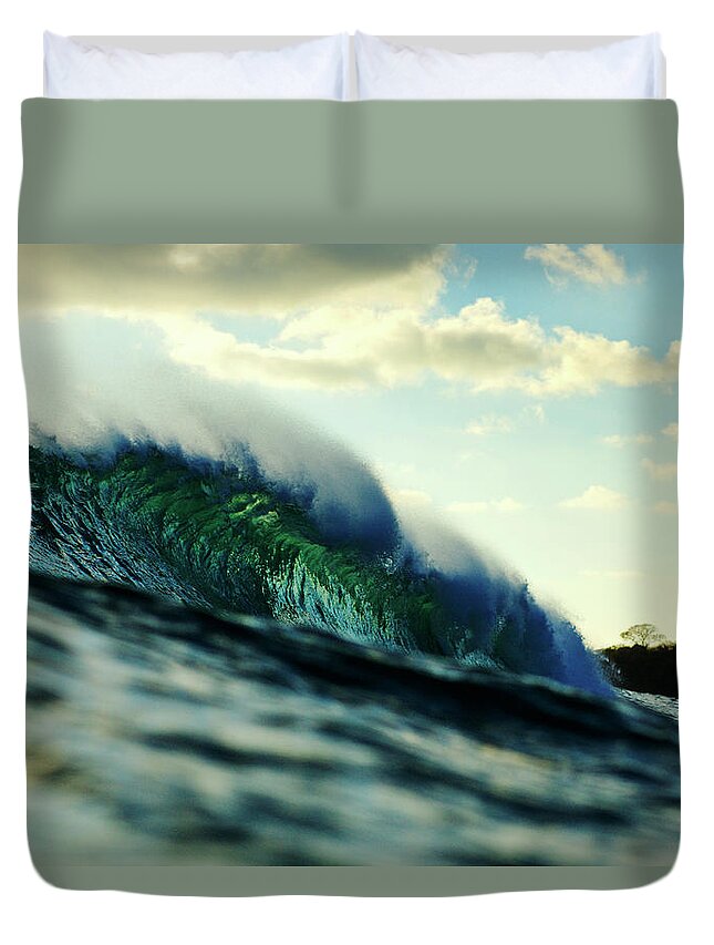 Surfing Duvet Cover featuring the photograph ola Verde by Nik West