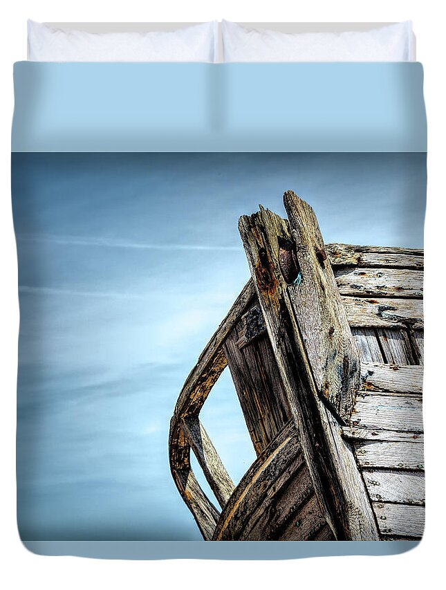 Dungeness Duvet Cover featuring the photograph Old Abandoned Boat Landscape by Rick Deacon
