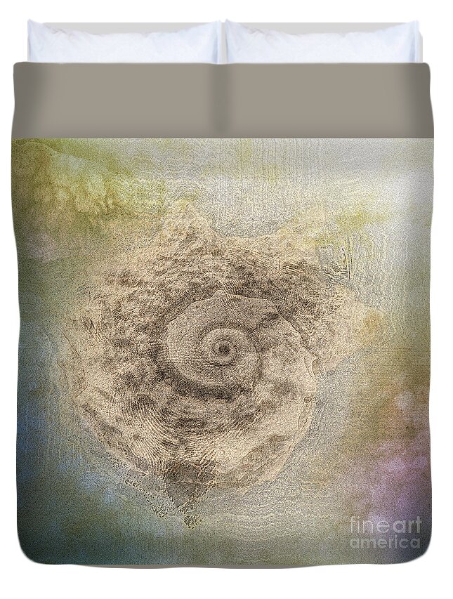 Sea Shell Duvet Cover featuring the digital art Old Conch by Anthony Ellis