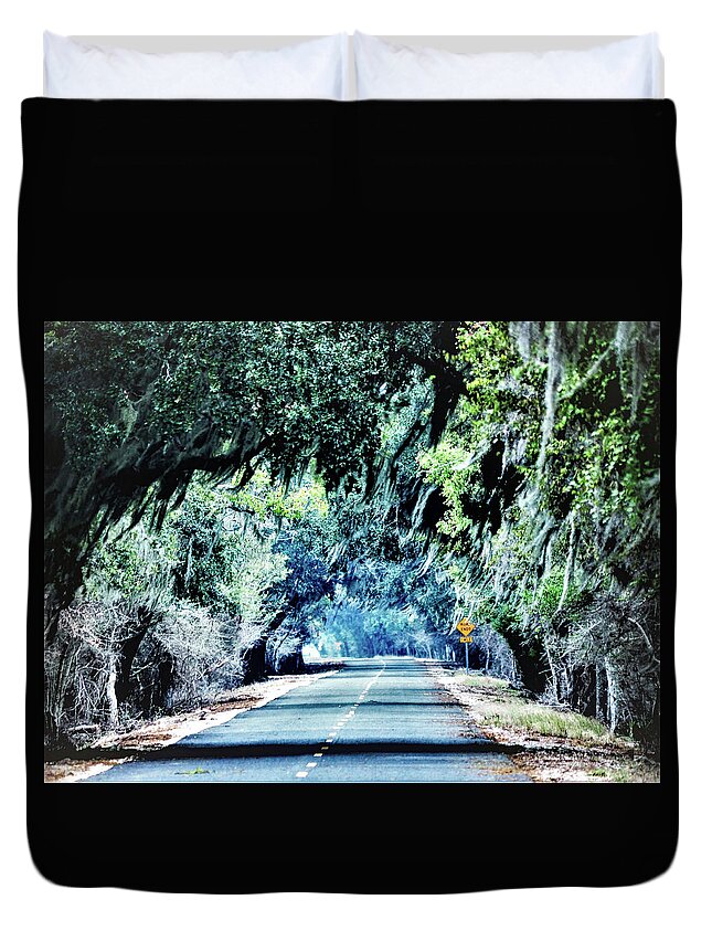 Trees Duvet Cover featuring the photograph Old HWY 90 by Jerry Connally