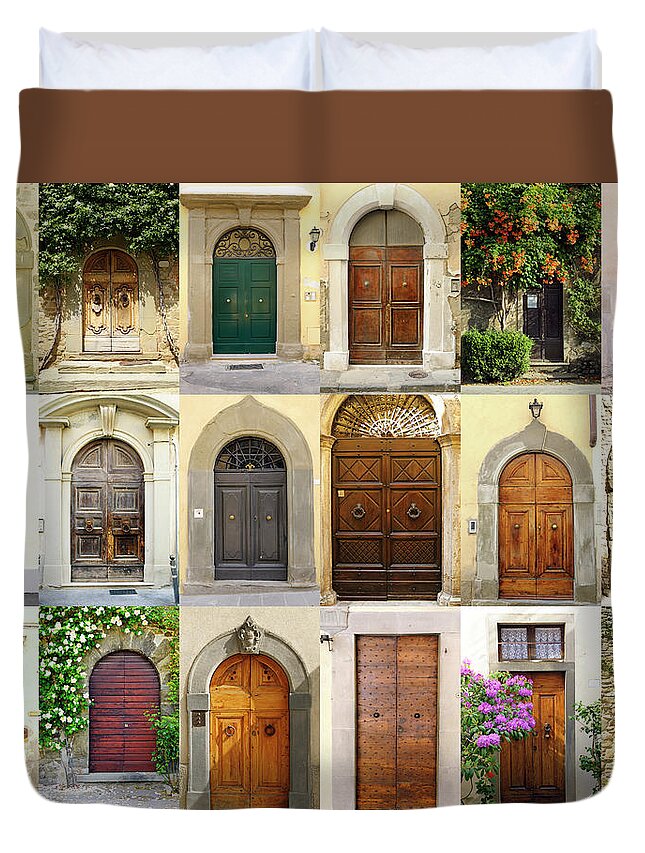 Arch Duvet Cover featuring the photograph Old Italian Doors Collection,chianti by Lisa-blue