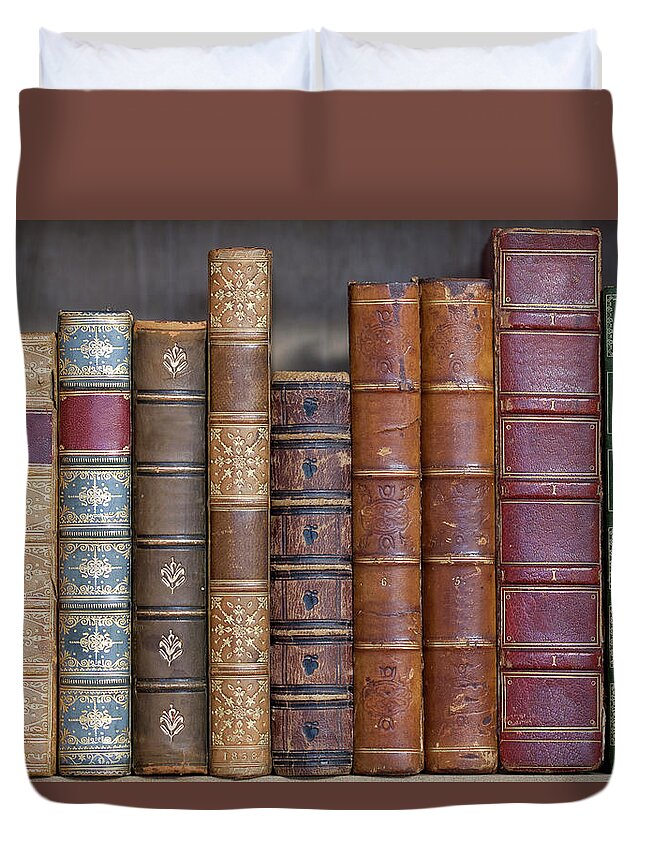 Working Duvet Cover featuring the photograph Old Leather Bound Books by Andrew howe