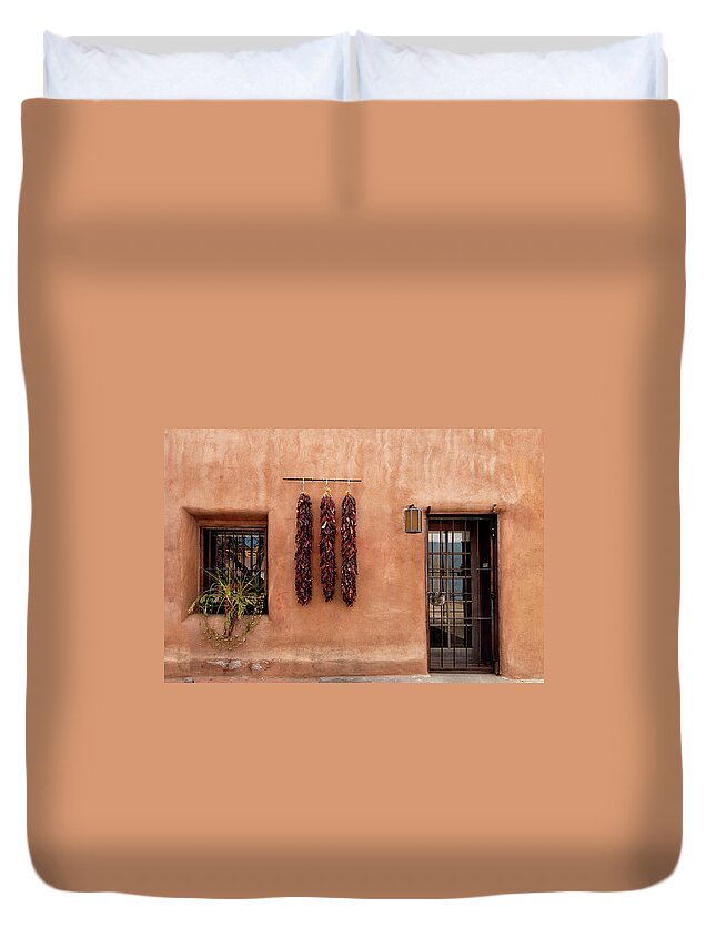 Architectural Feature Duvet Cover featuring the photograph Old Santa Fe Style Adobe House And by Ivanastar