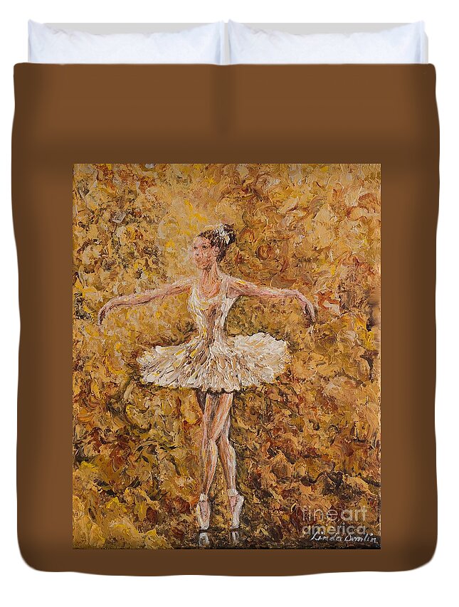 Ballet Duvet Cover featuring the painting On Pointe #1 by Linda Donlin