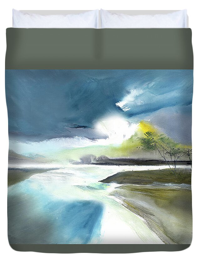 Nature Duvet Cover featuring the painting One Fine Day by Anil Nene