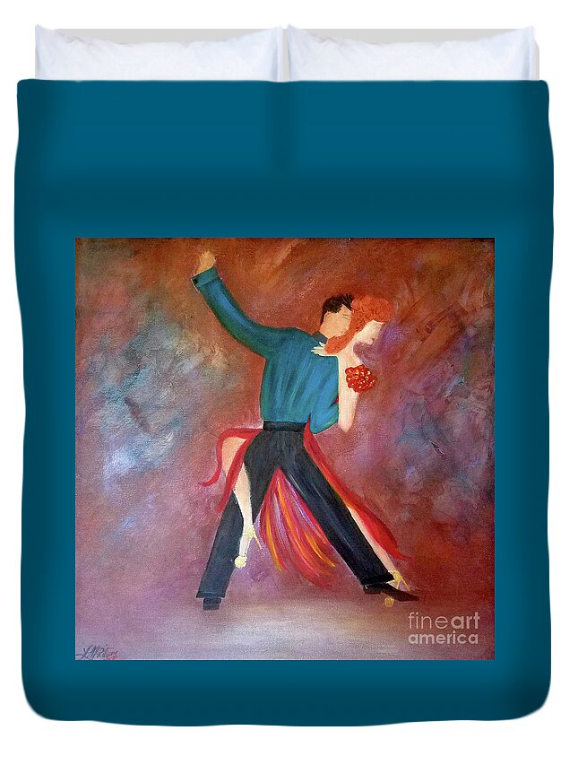 Tango Duvet Cover featuring the painting One Step Closer by Artist Linda Marie