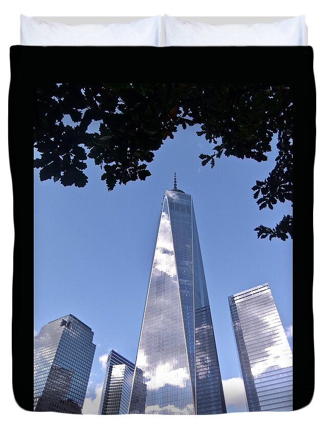 One World Trade Center Duvet Cover featuring the photograph One World Trade Center by Kathy Chism