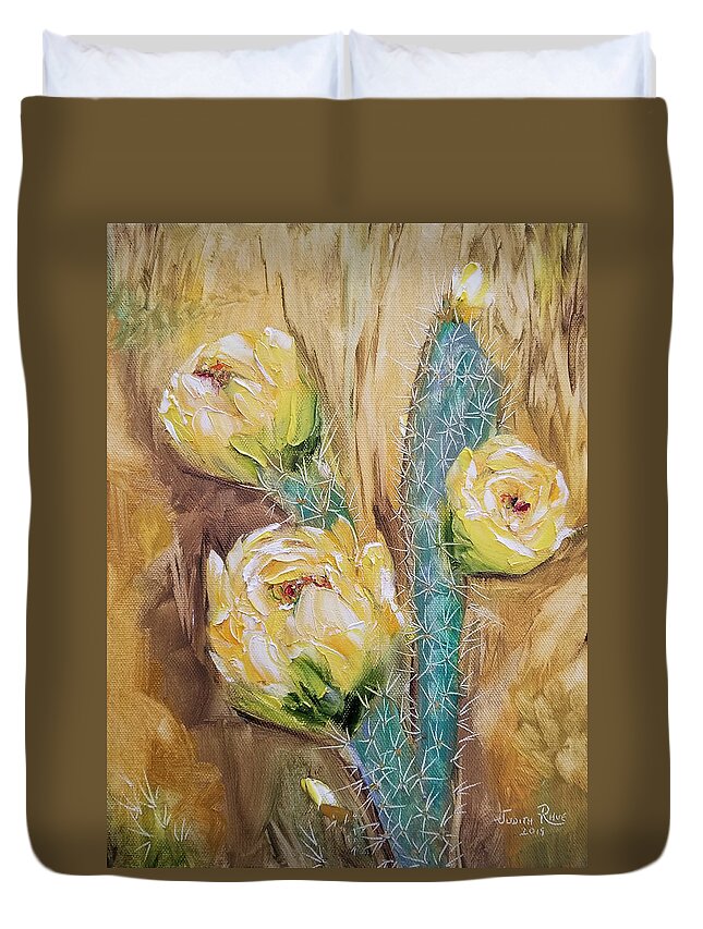 Cactus Duvet Cover featuring the painting Only the Beginning by Judith Rhue
