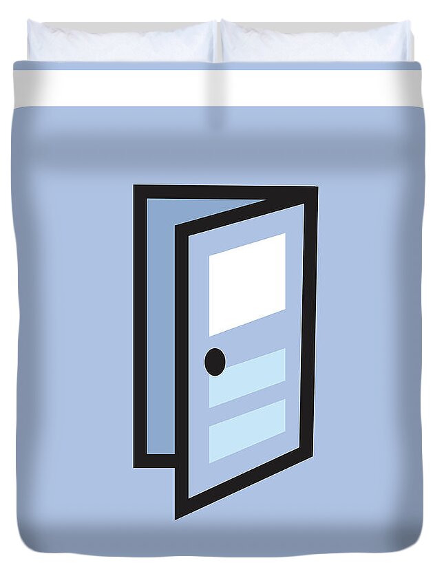 Blue Background Duvet Cover featuring the drawing Open Door by CSA Images