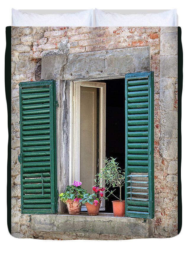 Window Duvet Cover featuring the photograph Open Window of Tuscany by David Letts