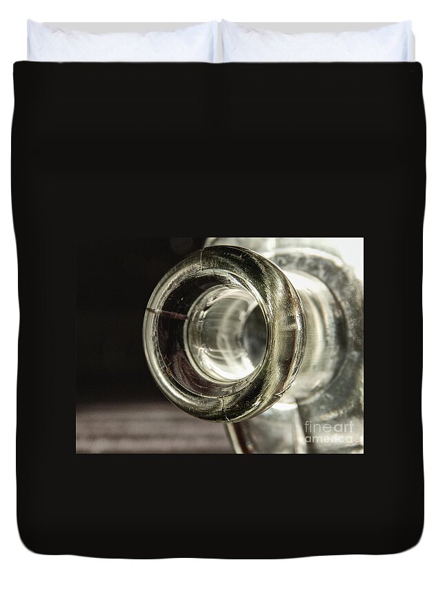 Glass Bottle Duvet Cover featuring the photograph Opening of Glass Bottle by Phil Perkins