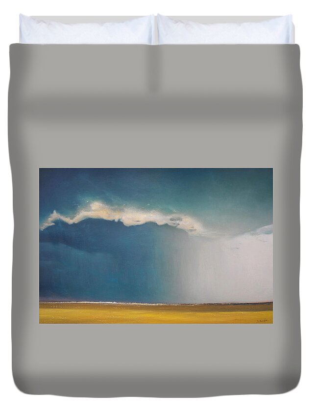 Derek Kaplan Duvet Cover featuring the painting Opt.02.19 'Storm' by Derek Kaplan