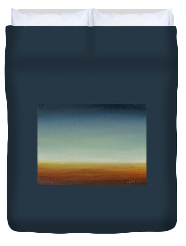 Derek Kaplan Duvet Cover featuring the painting Opt.22.19 'Moonrise' by Derek Kaplan
