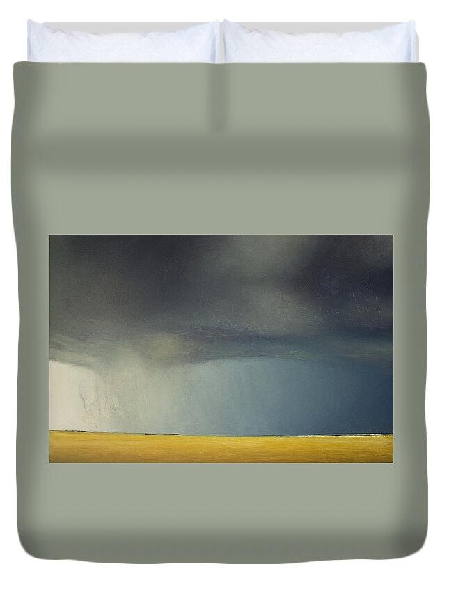 Derek Kaplan Duvet Cover featuring the painting Opt.36.18 'Storm' by Derek Kaplan