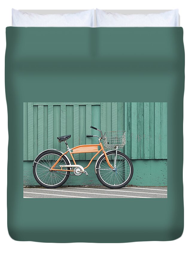 Orange Color Duvet Cover featuring the photograph Orange Bike by Tbd