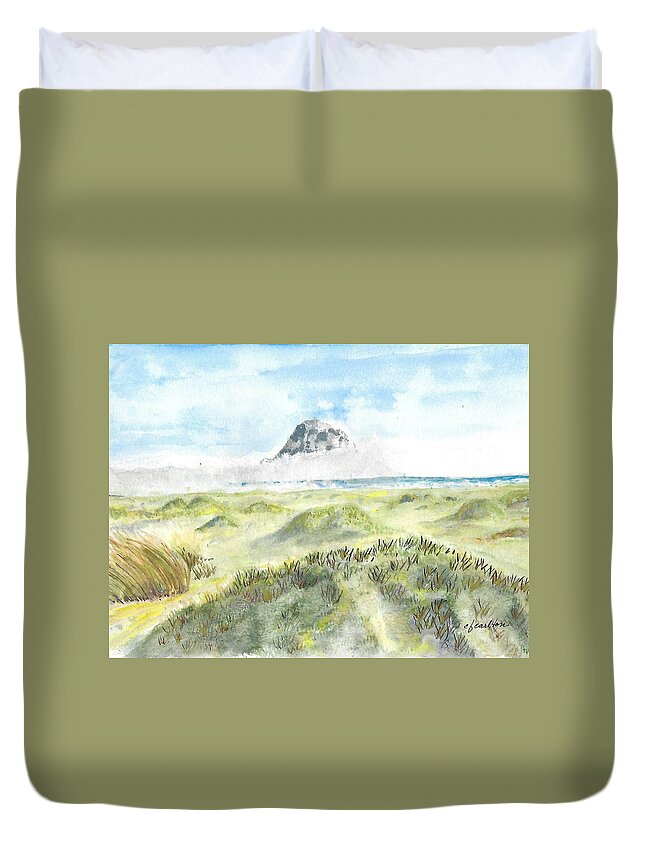 Oregon Duvet Cover featuring the painting Oregon Coast by Claudette Carlton