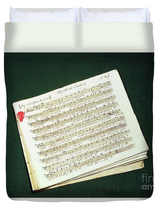 Original Score Of The Messiah Duvet Cover featuring the photograph Original score of The Messiah by George Frederick Handel