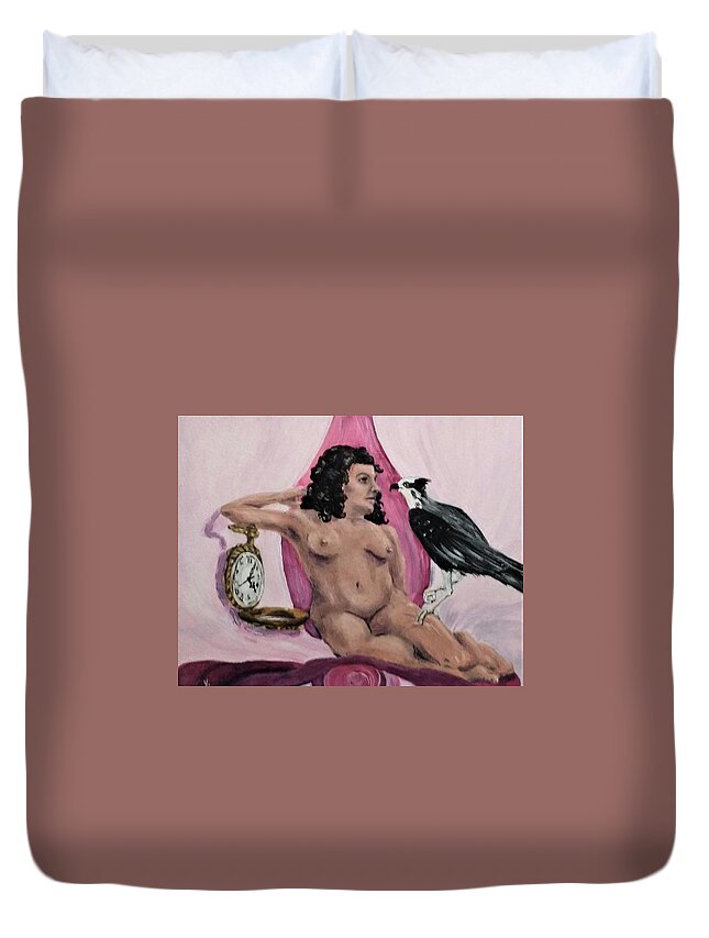 Nude Duvet Cover featuring the painting Osprey by Violet Jaffe
