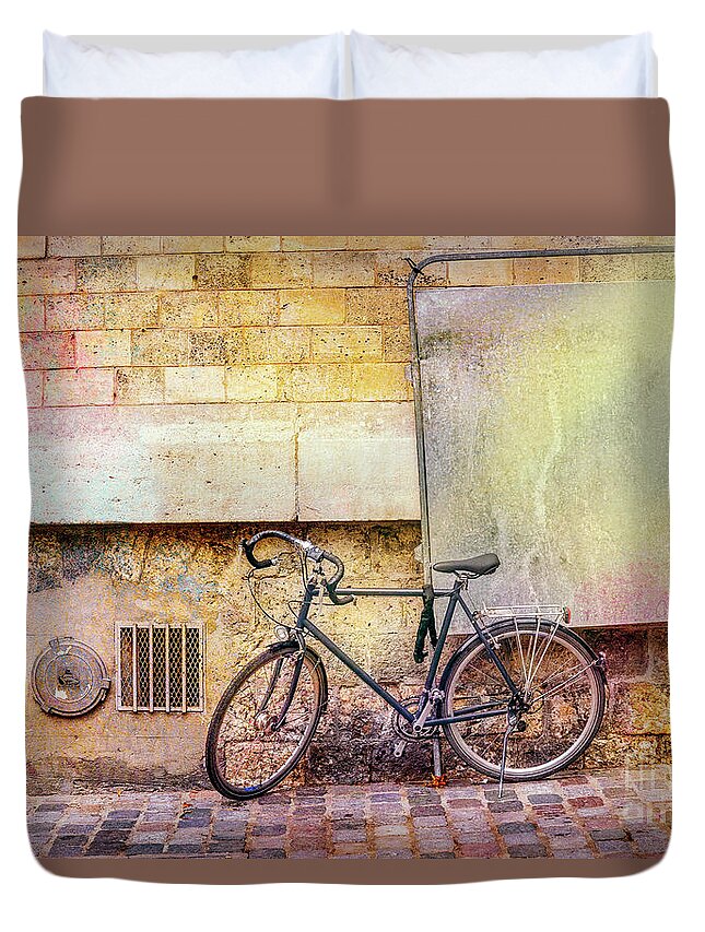 France Duvet Cover featuring the photograph Ostrad Bicycle by Craig J Satterlee