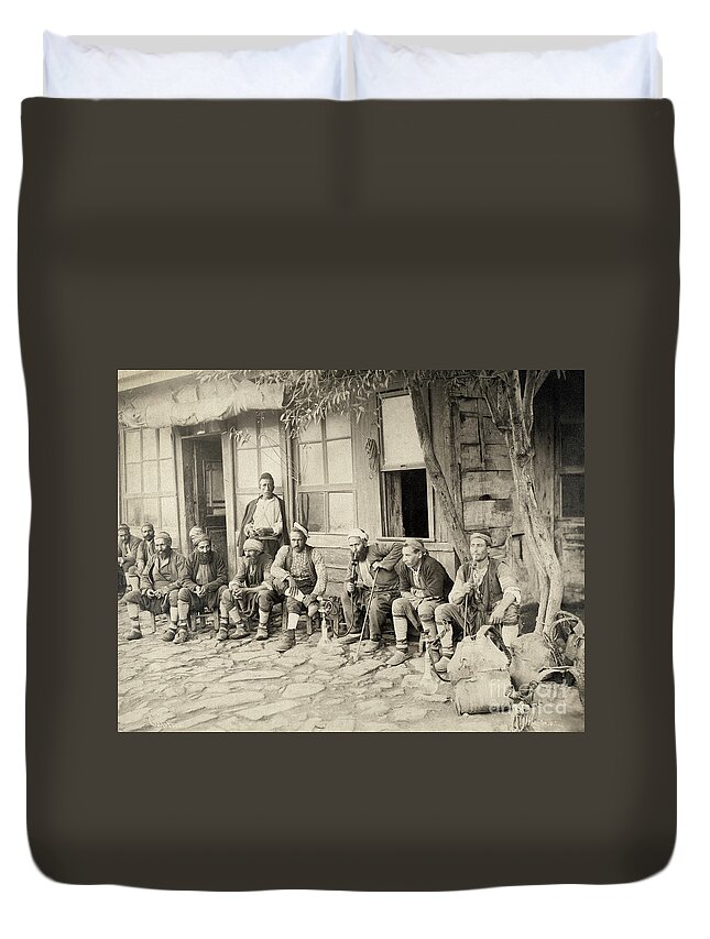 1890s Duvet Cover featuring the photograph Ottoman Cafe, c1890 by Granger
