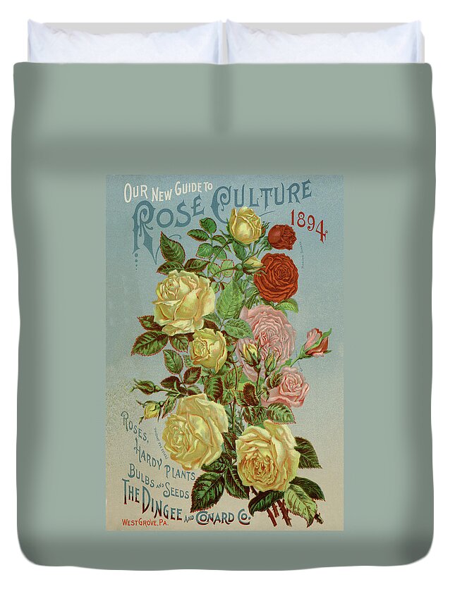 Roses Duvet Cover featuring the painting Our New Guide to Rose Culture, 1894 by Unknown