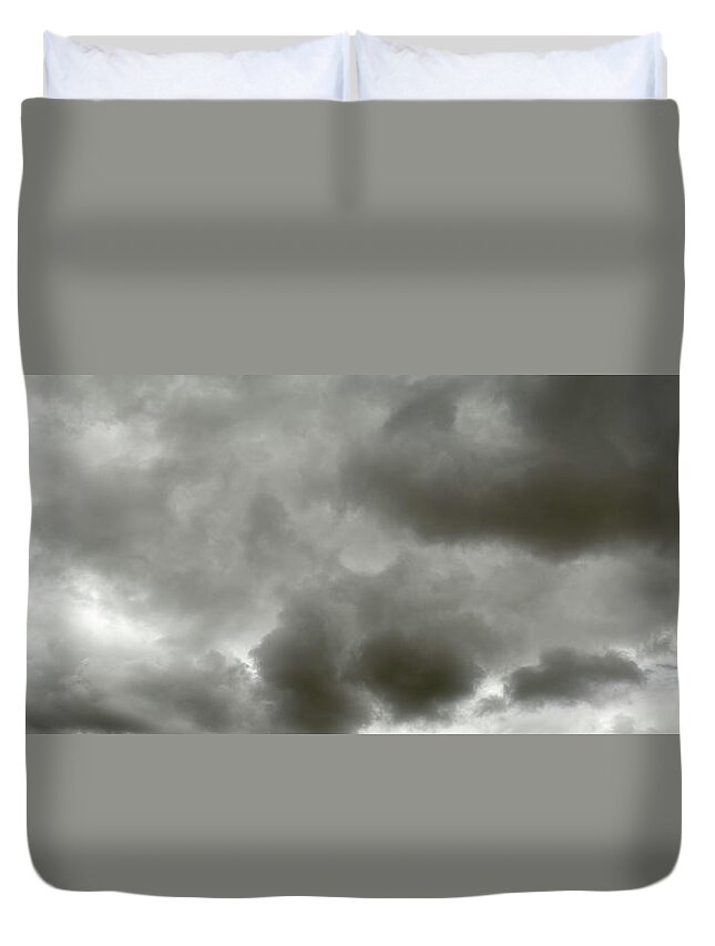 Panoramic Duvet Cover featuring the photograph Overcast Sky With Rain Clouds by Eldemir