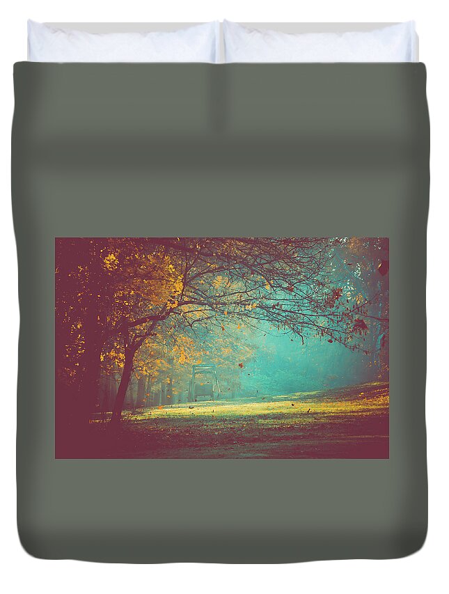 Teal Duvet Cover featuring the photograph Painted Sunrise by Michelle Wermuth