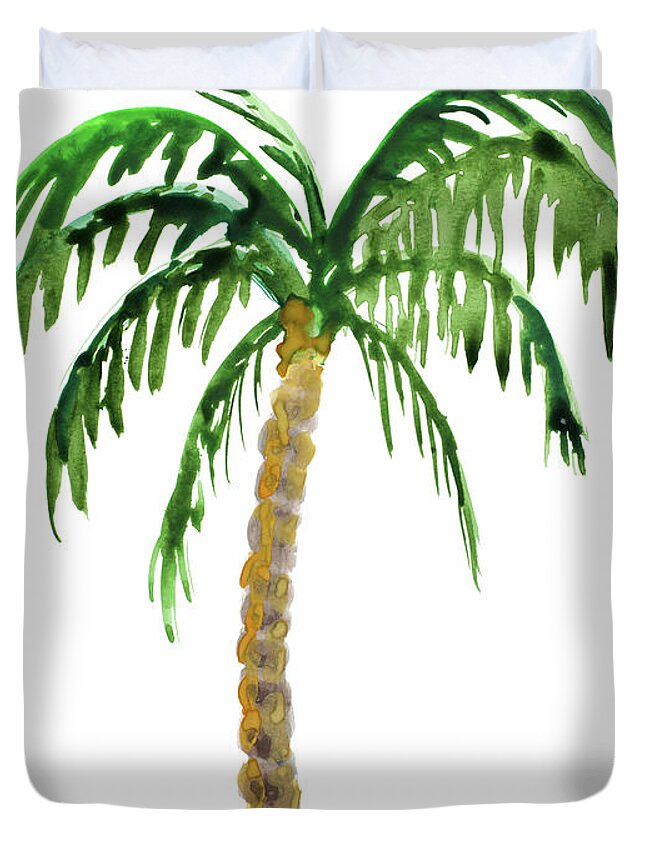 Palm Duvet Cover featuring the painting Palm Tree I by South Social D