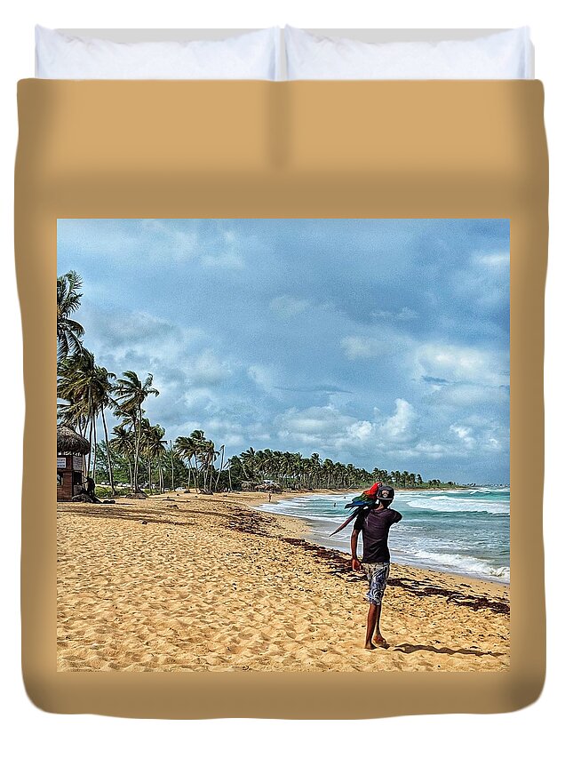 Punta Cana Duvet Cover featuring the photograph Palm Tree Paradise by Portia Olaughlin