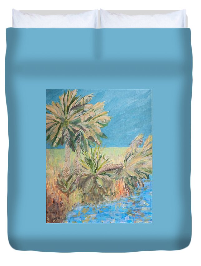 Landscape Duvet Cover featuring the painting Palmetto Edge by Deborah Smith