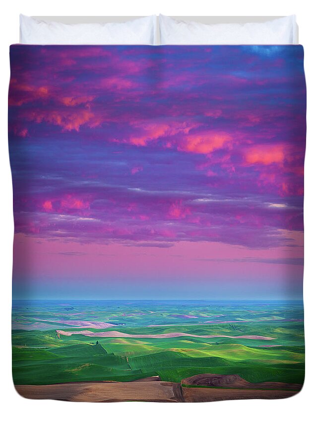 America Duvet Cover featuring the photograph Palouse Fiery Dawn by Inge Johnsson