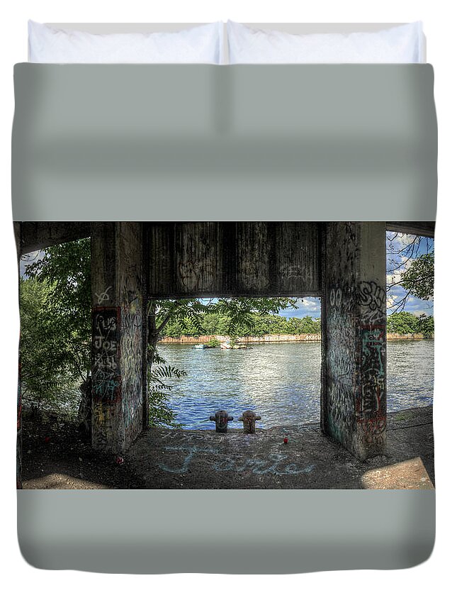 Panorama Duvet Cover featuring the photograph Panorama 3420 Pier 18 aka by Bob Bruhin
