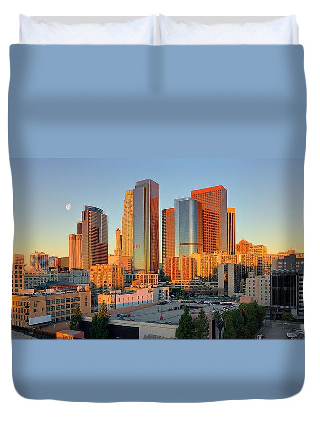 Scenics Duvet Cover featuring the photograph Panoramic View Of Downtown Los Angeles by Chrisp0
