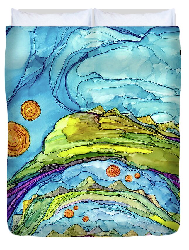Dreamscape Duvet Cover featuring the painting Parallelity by Winona's Sunshyne