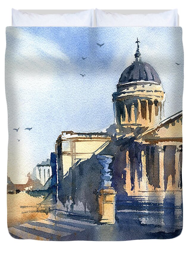 Paris Duvet Cover featuring the painting Paris Pantheon by Dora Hathazi Mendes