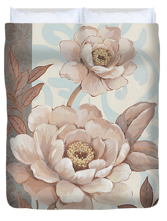 Botanical Duvet Cover featuring the painting Parisian Peony II by Tim Otoole