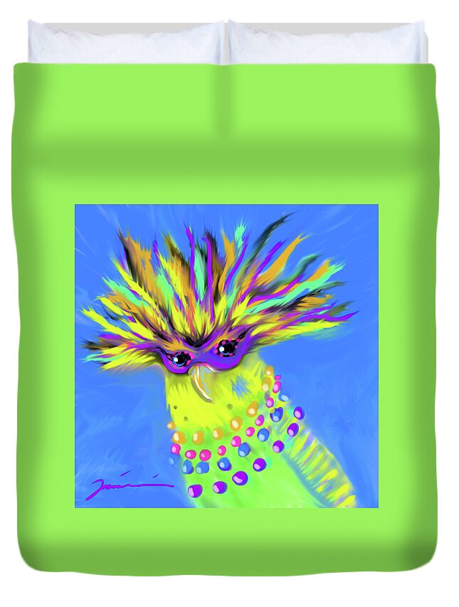 Bird Duvet Cover featuring the digital art Party Animal by Jean Pacheco Ravinski